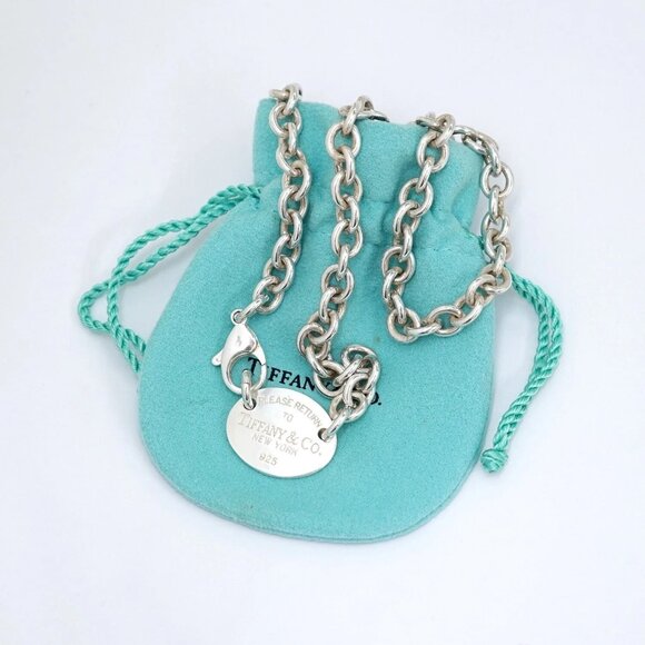 Tiffany & Co. Return to Oval Necklace 16" Silver 925 Auth w/Bag #3676 - Picture 6 of 6